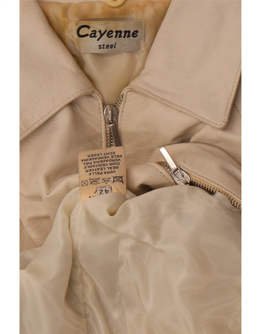 Cayenne Dame Crop Læderjakke IT 42 Medium White Læder