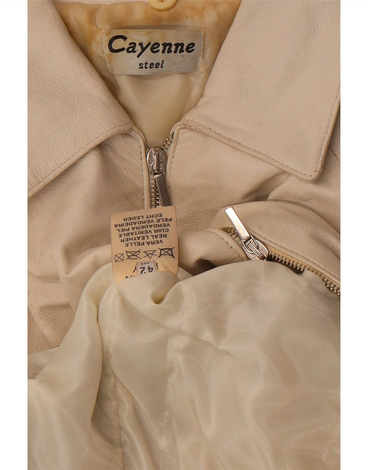 Cayenne Dame Crop Læderjakke IT 42 Medium White Læder