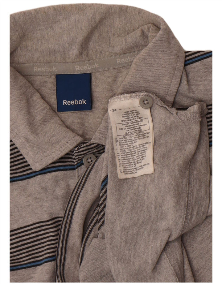 Reebok herre poloshirt mellemgrå stribet bomuld