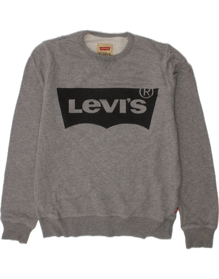 LEVI'S Boys Graphic Sweatshirt Jumper 13-14 Years Grey Cotton Vintage Levi's and Second-Hand Levi's from Messina Hembry 