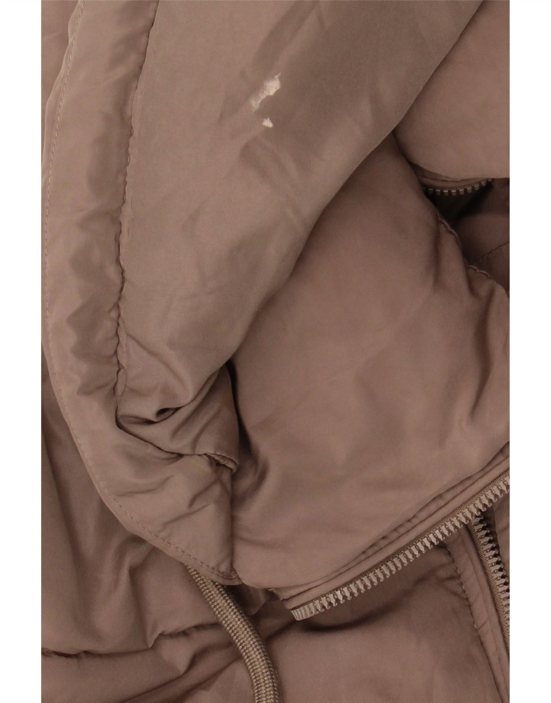 Zara Dame Hætte Oversized Polstret Jakke UK 14 Medium Brun Polyester