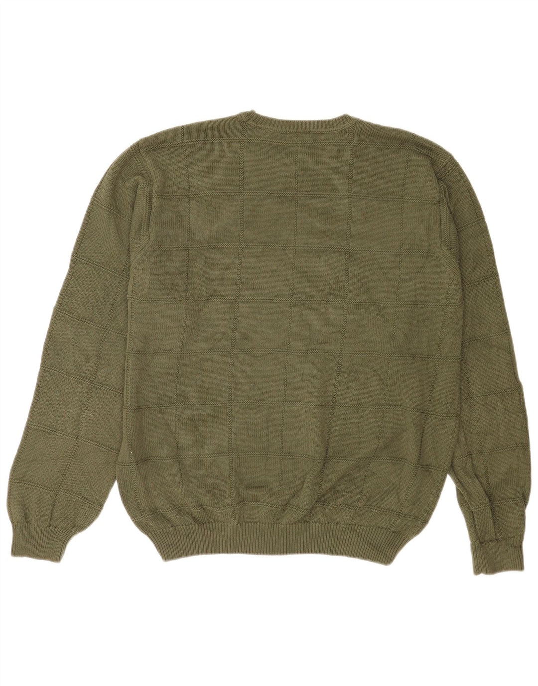 Izod Herre Crew Neck Jumper Sweater Stor Khaki Check Bomuld