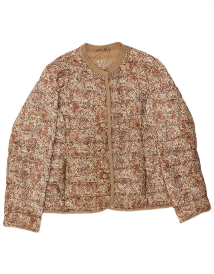 Betty Barclay Dame Polstret Jakke UK 16 Stor Beige Paisley Polyester