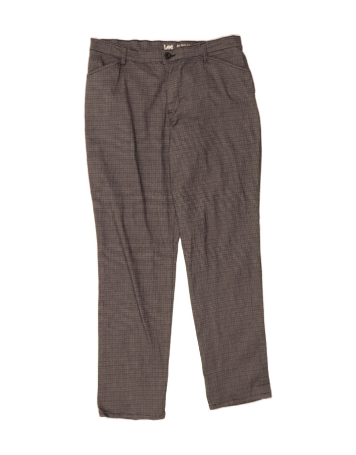 LEE Womens Straight Casual Trousers US 14 XL W36 L31 Grey Check Polyester Vintage Lee and Second-Hand Lee from Messina Hembry 
