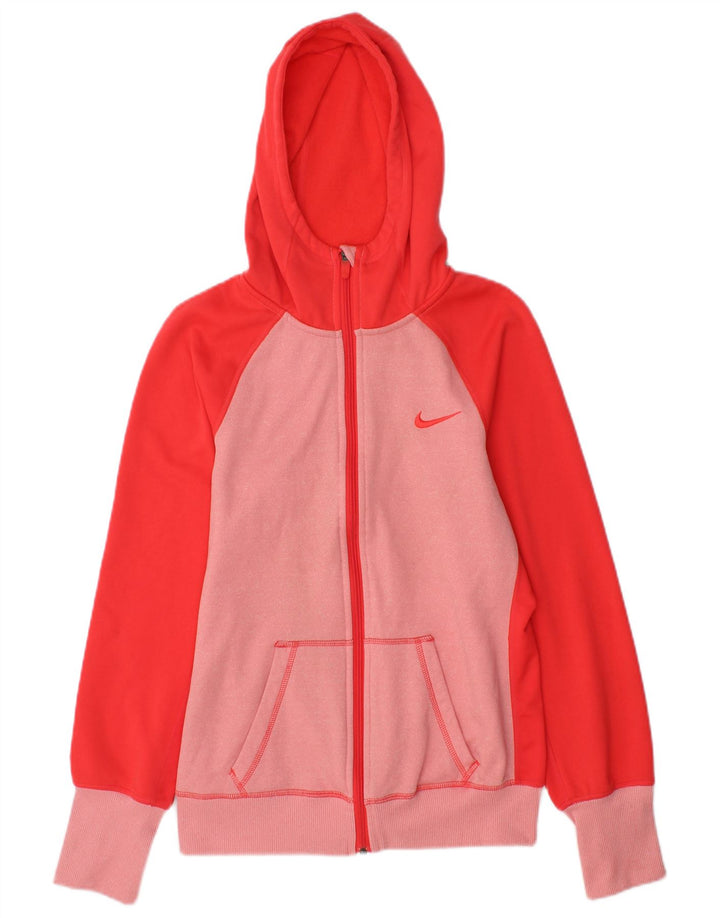 NIKE Therma-Fit hættetrøje med lynlås til kvinder UK 10 Small Pink Colourblock