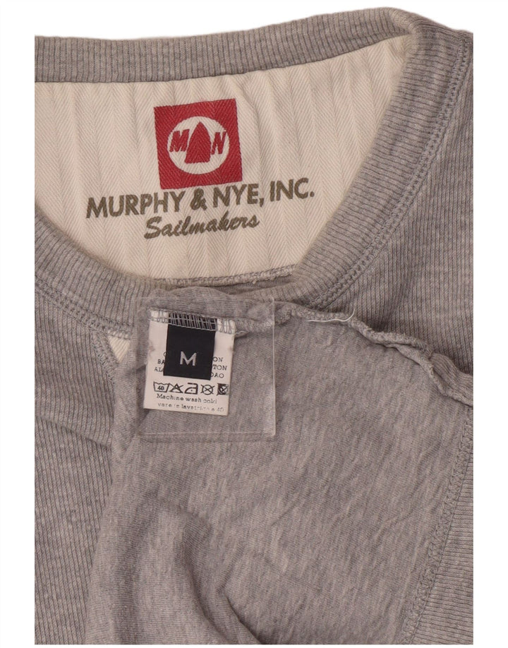 Murphy & Nye Herre Grafisk Sweatshirt Jumper Medium Grå Bomuld