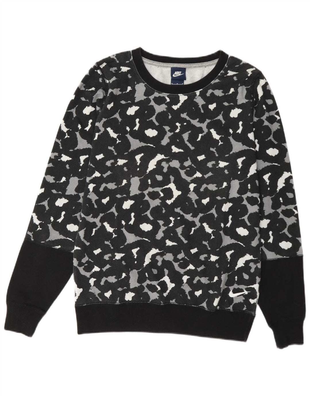 Nike Dame Sweatshirt Jumper UK 14 Medium Black Animal Print