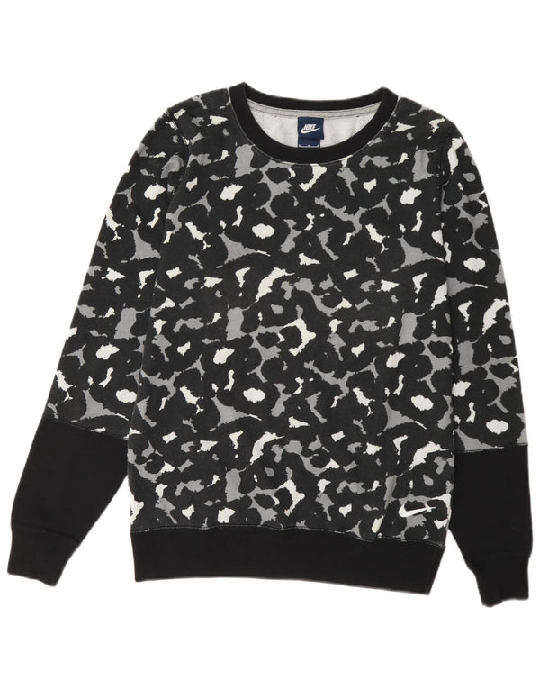 Nike Dame Sweatshirt Jumper UK 14 Medium Black Animal Print