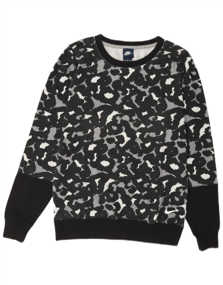 Nike Dame Sweatshirt Jumper UK 14 Medium Black Animal Print