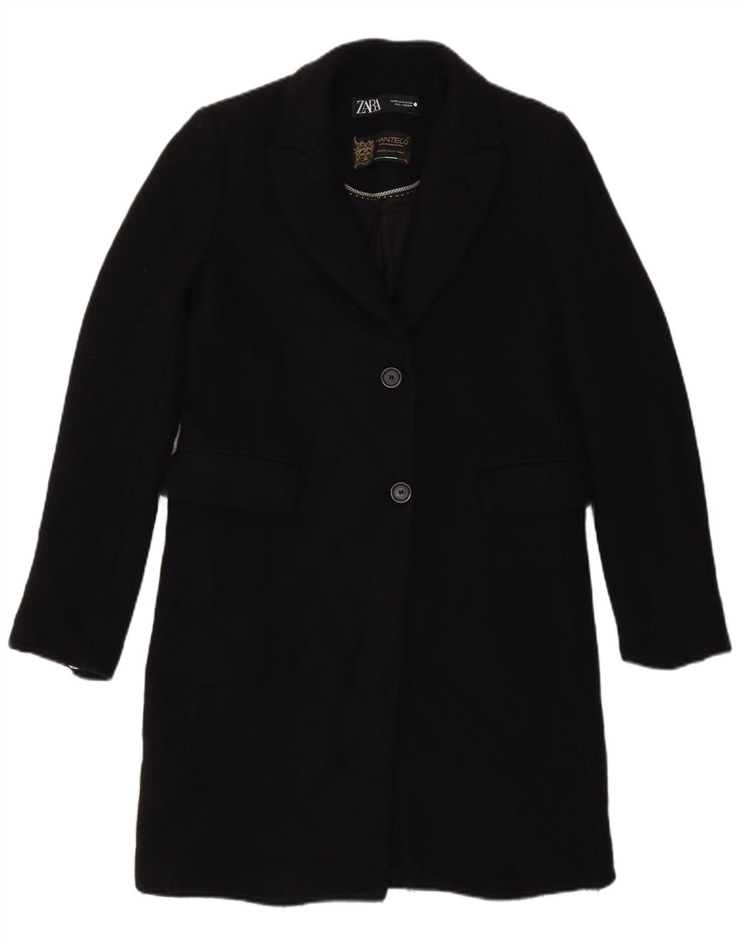 Zara Dame Loose Fit Overfrakke UK 6 XS Sort