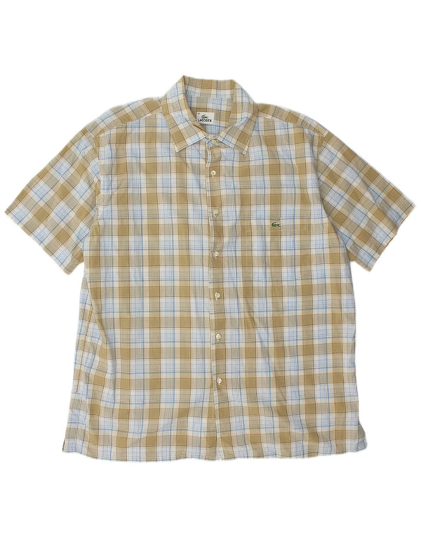 LACOSTE Kortærmet Herreskjorte Størrelse 46 2XL Khaki Check
