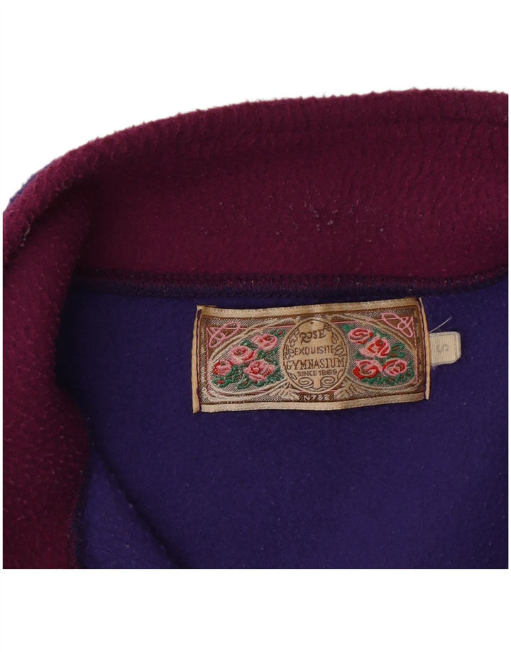 Vintage Herre Button Neck Fleece Jumper Lille flerfarvet Colourblock