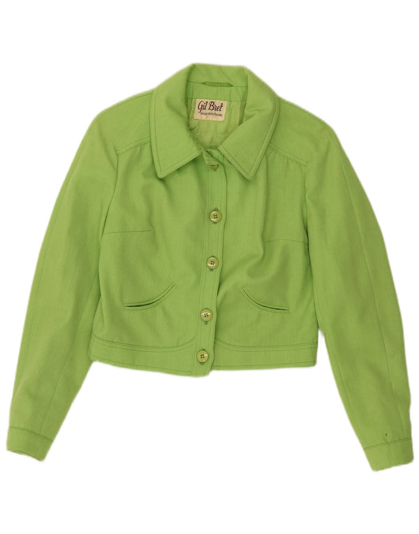 Gil Bret Womens Crop Bomber Jacket UK 14 Large Green Polyester