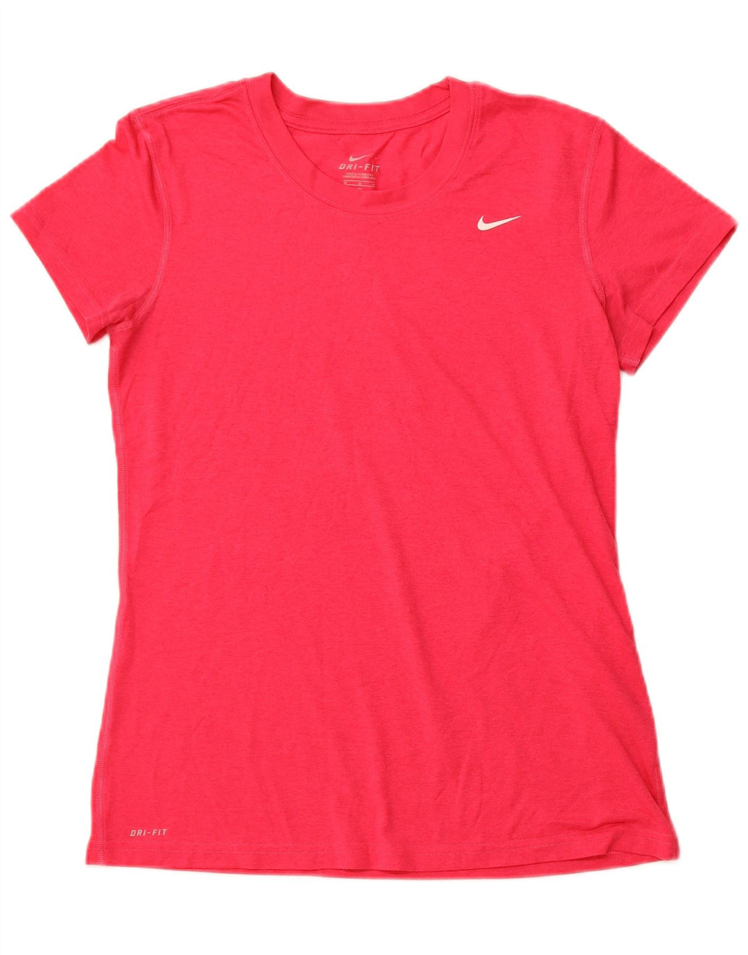 NIKE Dame Dri Fit T-Shirt Top UK 12 Medium Pink Polyester