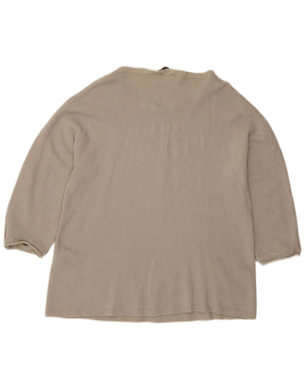 ELENA MIRO Womens 3/4 Sleeve Boat Neck Jumper Sweater UK 16 Large Grey Wool