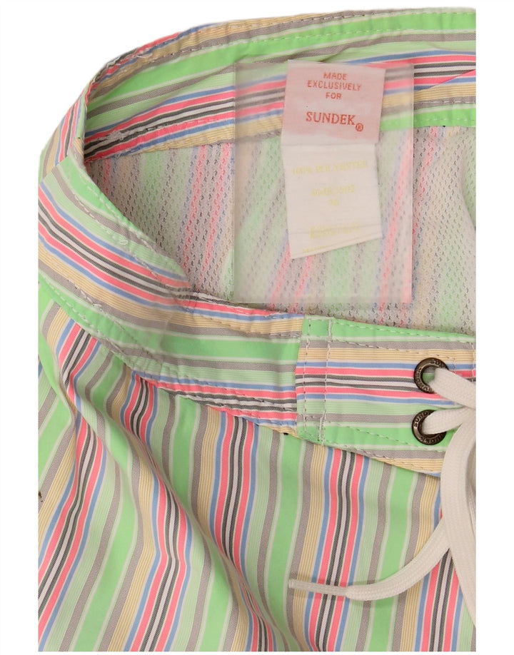 Sundek Badeshorts til mænd Stor grøn stribet polyester