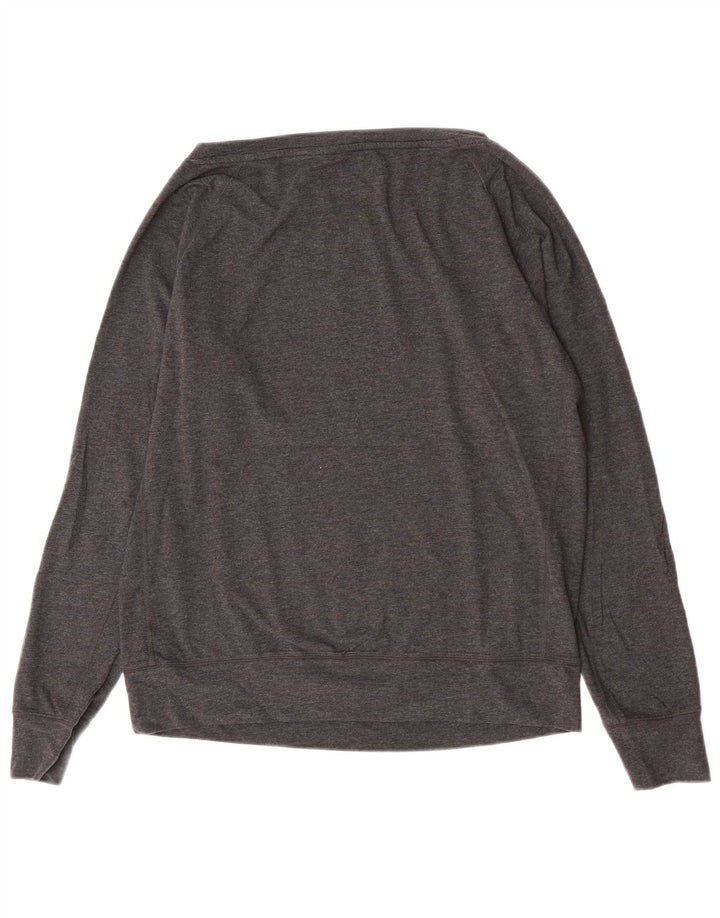 Nike Dame Dri Fit Top Langærmet UK 16 Large Grå Flecked Polyester