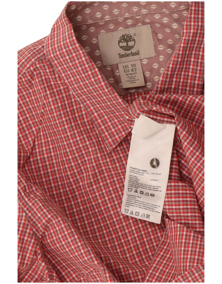 Timberland Slim Fit skjorte til kvinder EU 42 Large Red Gingham Cotton