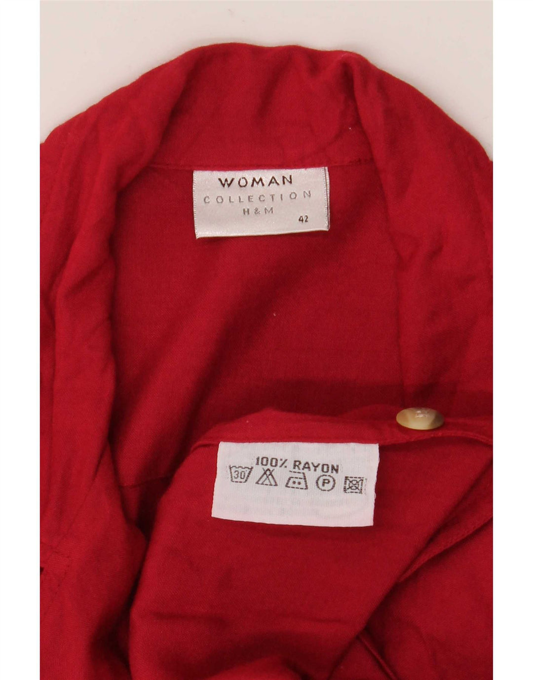 H&M Kortærmet skjortekjole til kvinder IT 42 Medium Rød Rayon