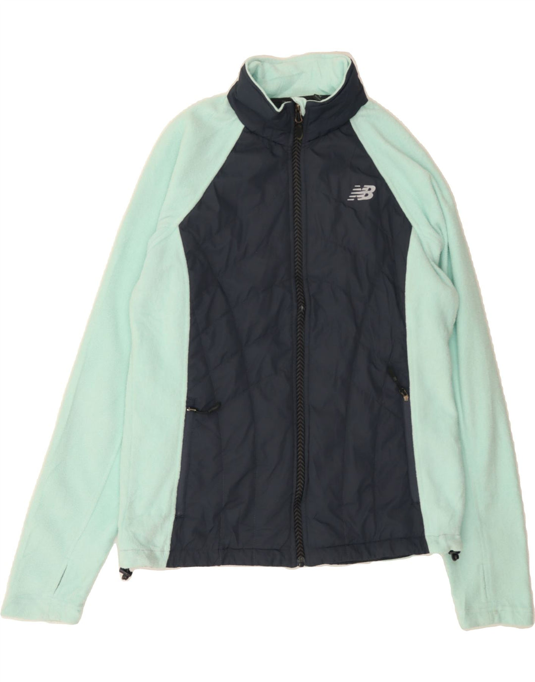NEW BALANCE Womens Fleece Jacket UK 14 Medium Turquoise Colourblock Vintage New Balance and Second-Hand New Balance from Messina Hembry 