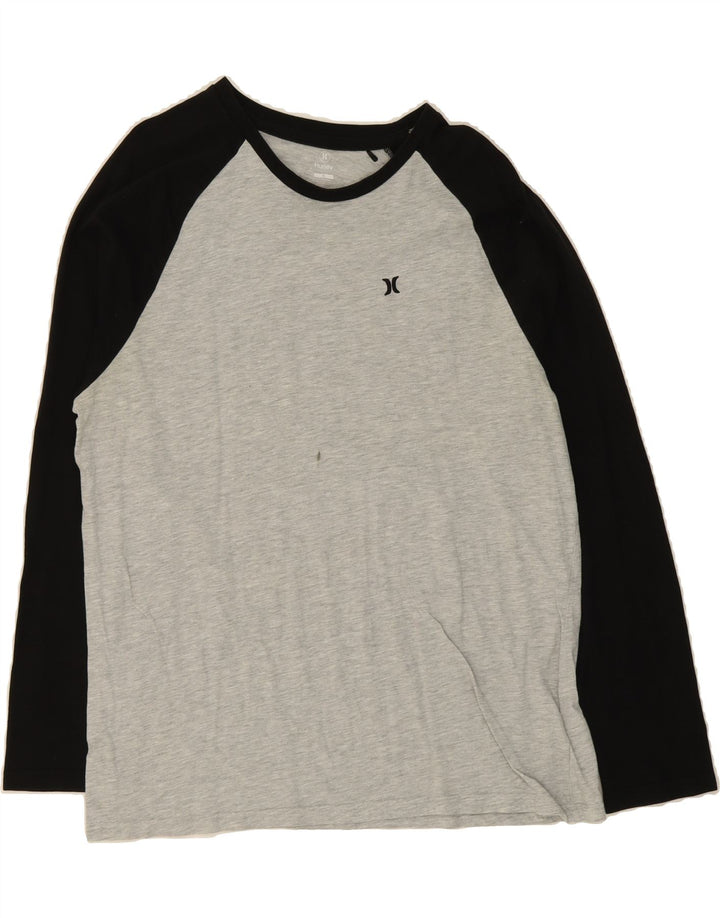 HURLEY Mens Top Long Sleeve XL Grey Colourblock Cotton Vintage Hurley and Second-Hand Hurley from Messina Hembry 