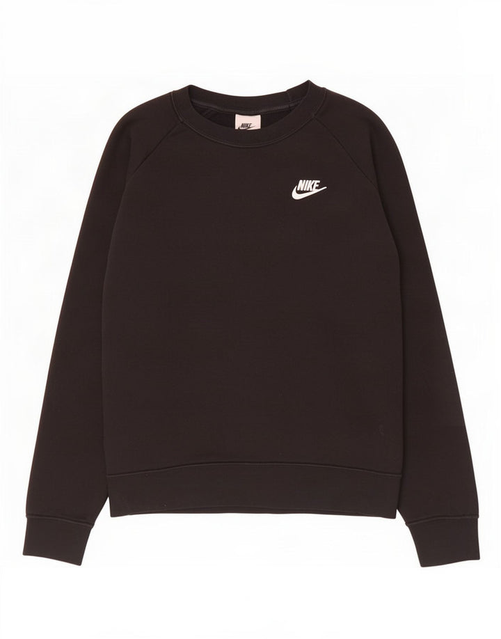 Nike Dame Sweatshirt Jumper UK 14 Medium Sort Bomuld