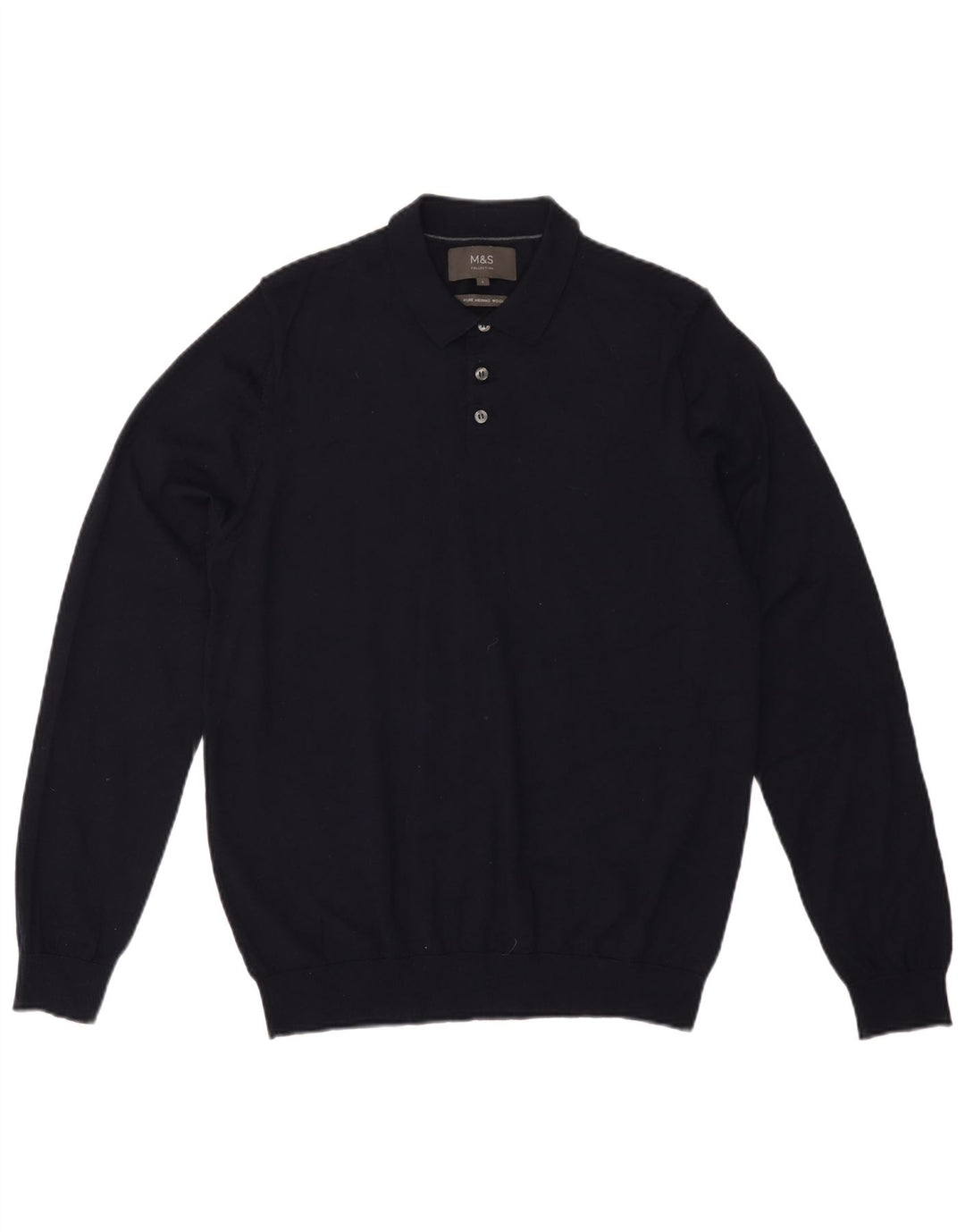 Marks & Spencer Herre Polo Neck Jumper Sweater Large Navy Blue Uld