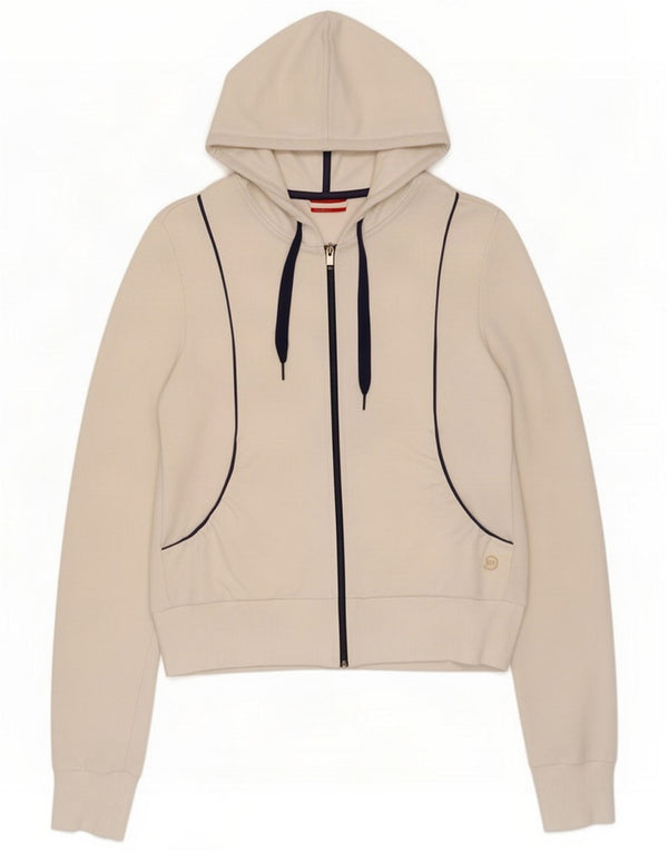 Puma hættetrøje med lynlås til kvinder UK 12 Medium White Cotton