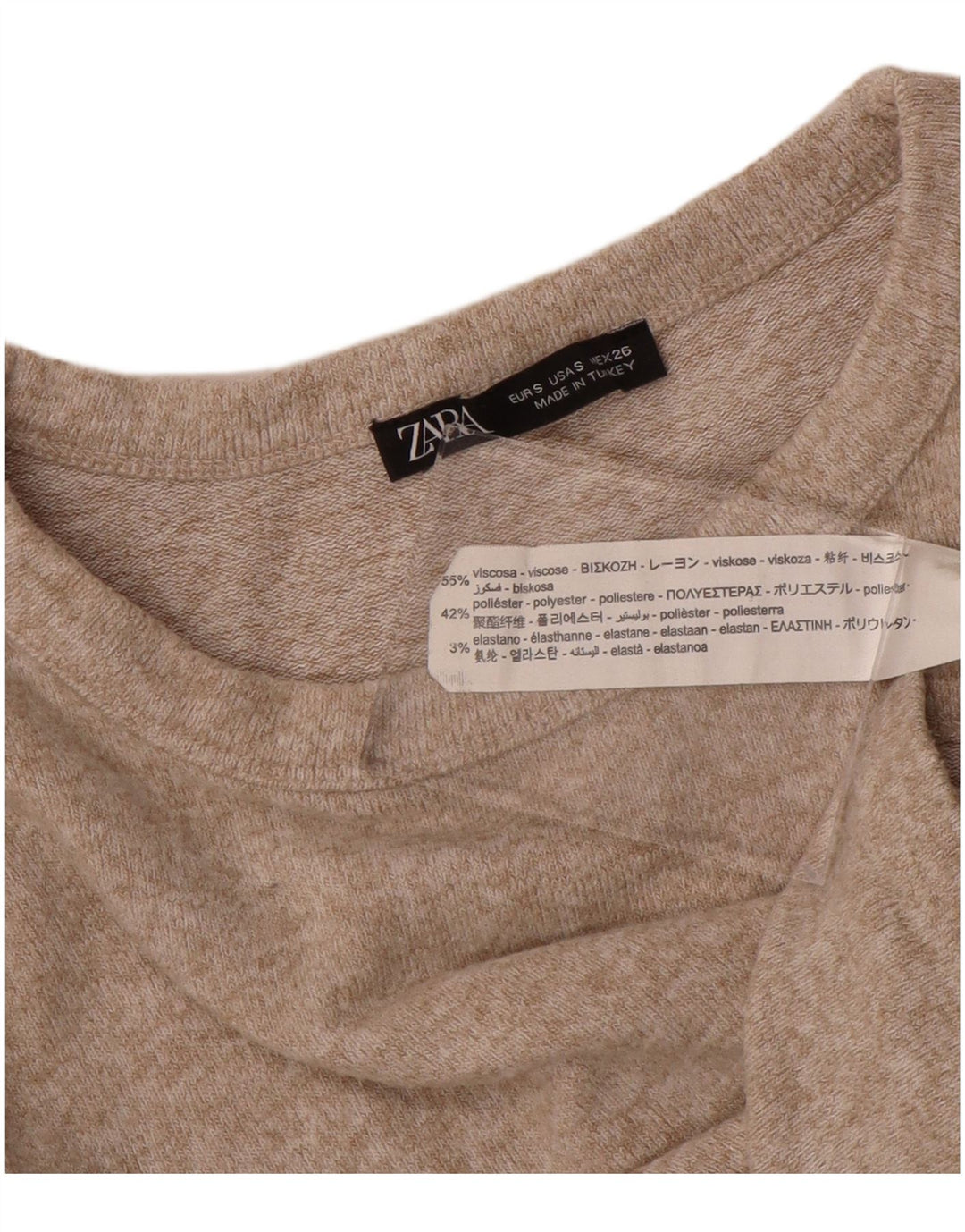Zara Womens Crop Top Langærmet UK 8 Small Beige