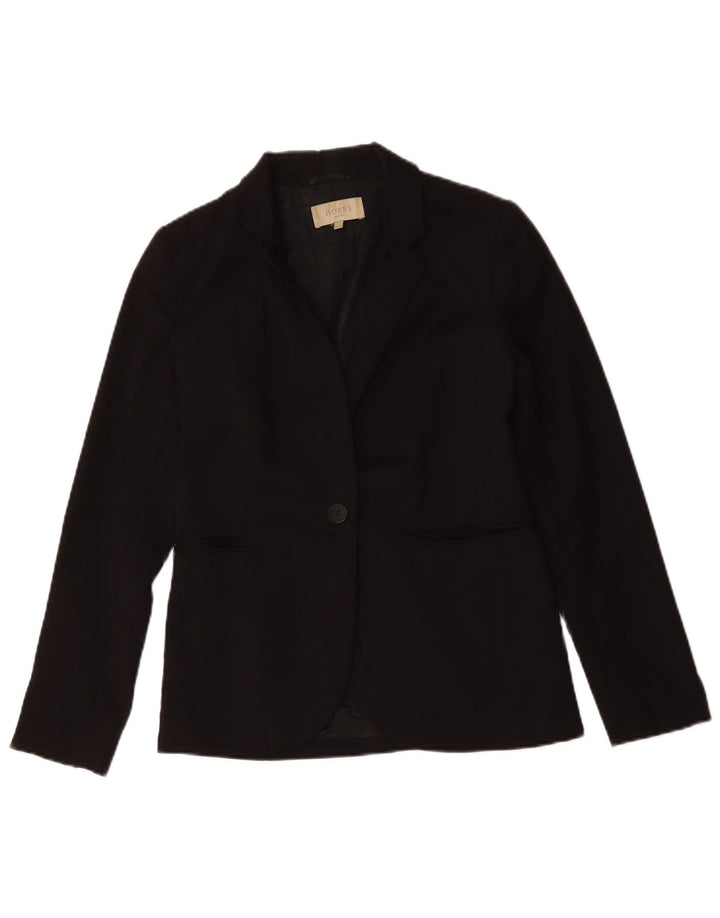 Hobbs Dame 1 Knap Blazer Jakke UK 8 Lille Sort Uld