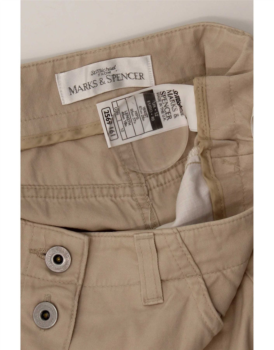 Marks & Spencer Mininederdel til kvinder UK 12 Medium W28 Beige Bomuld