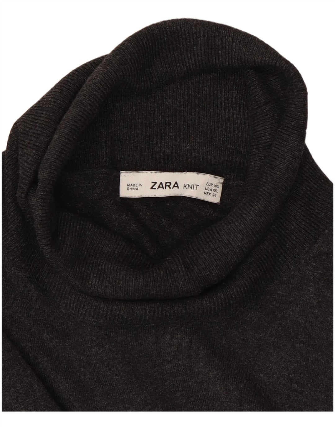 Zara Dame Rullehals Jumper Sweater UK 20 2XL Grå Flecked