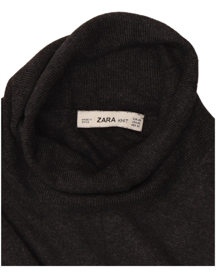 Zara Dame Rullehals Jumper Sweater UK 20 2XL Grå Flecked