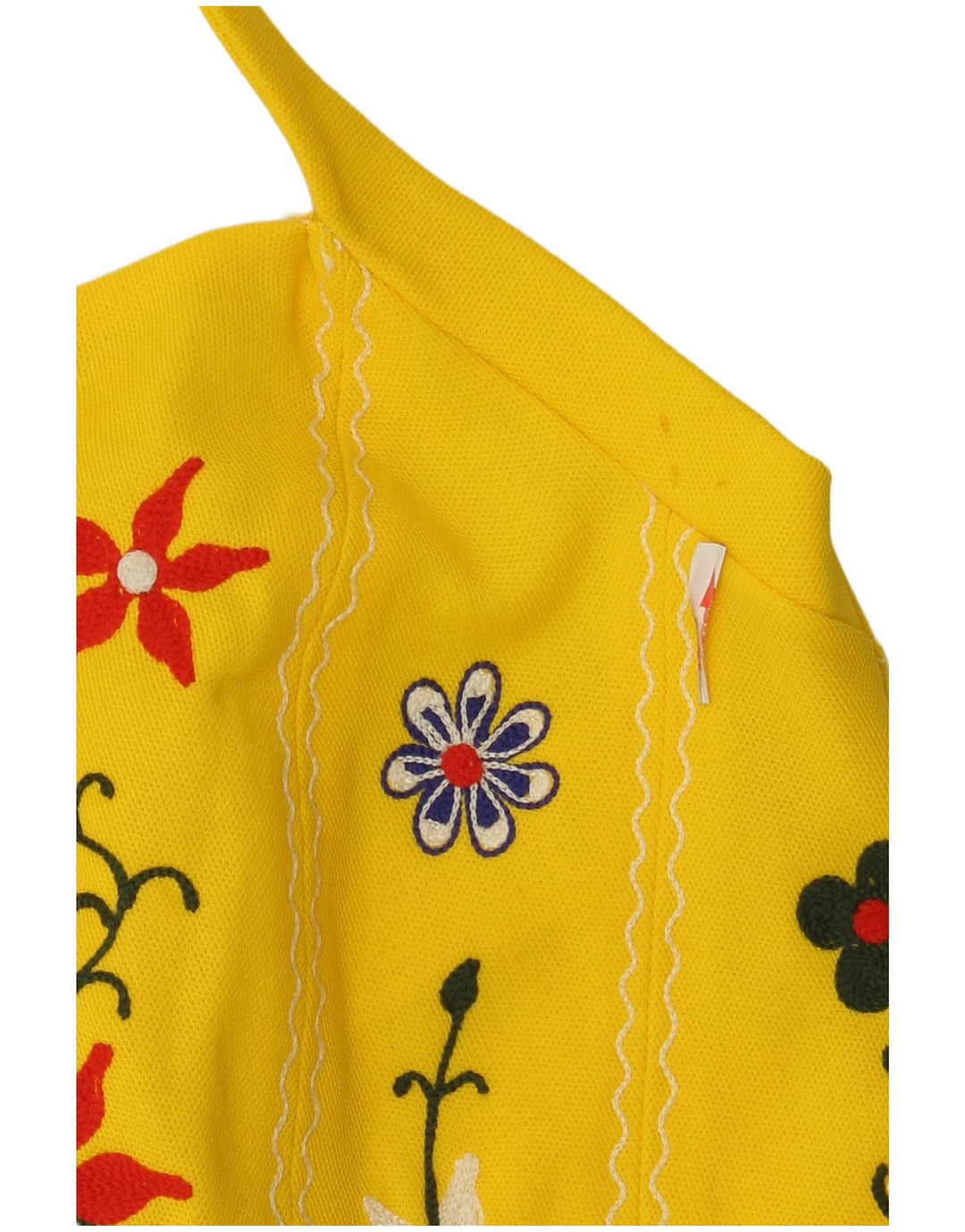 Vintage Dame Halter Dress IT 42 Medium Yellow Floral
