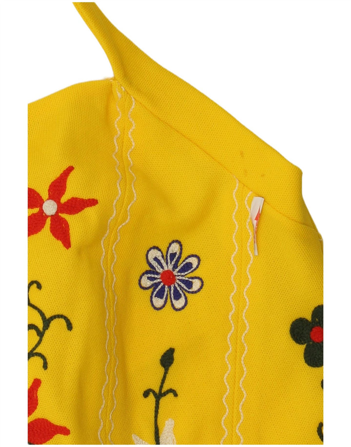 Vintage Dame Halter Dress IT 42 Medium Yellow Floral