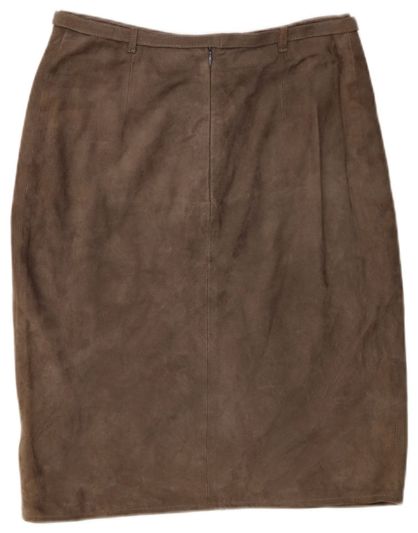 Vintage dame ruskindsnederdel IT 44 Medium W26 Khaki læder
