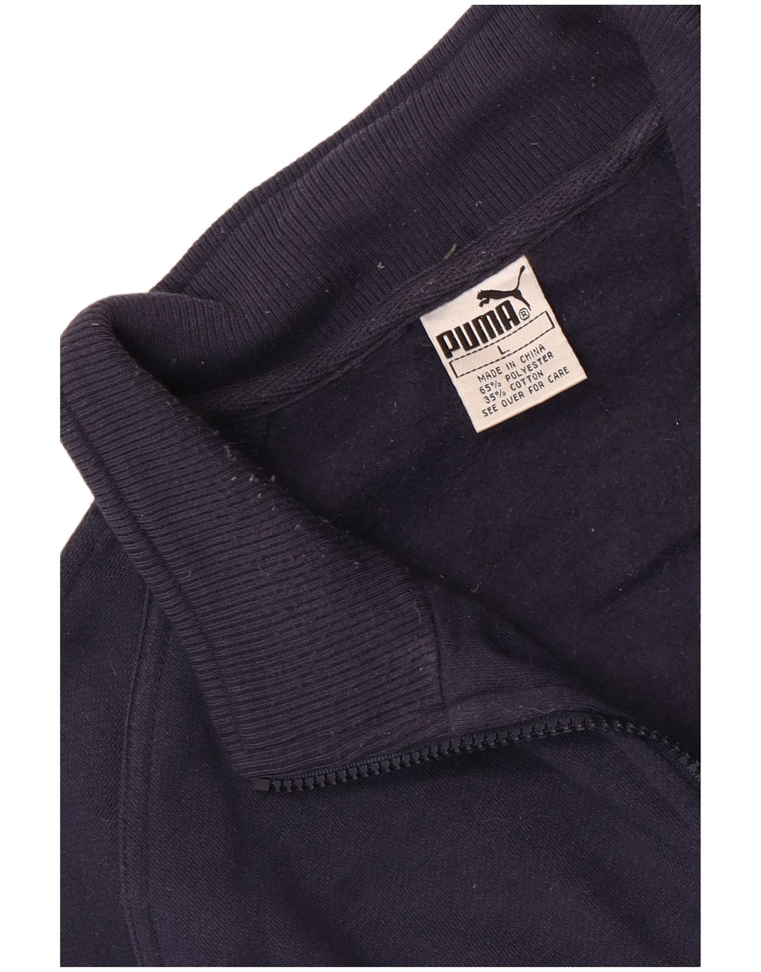 Puma Herre grafisk lynlås-hals Sweatshirt Jumper Large Navy Blue Colourblock