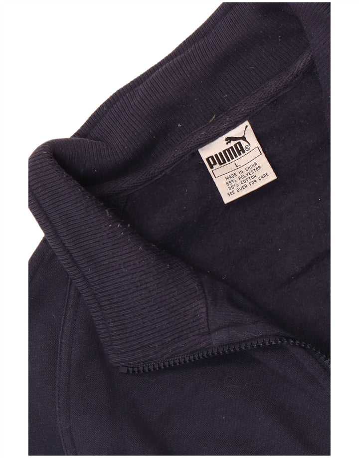 Puma Herre grafisk lynlås-hals Sweatshirt Jumper Large Navy Blue Colourblock