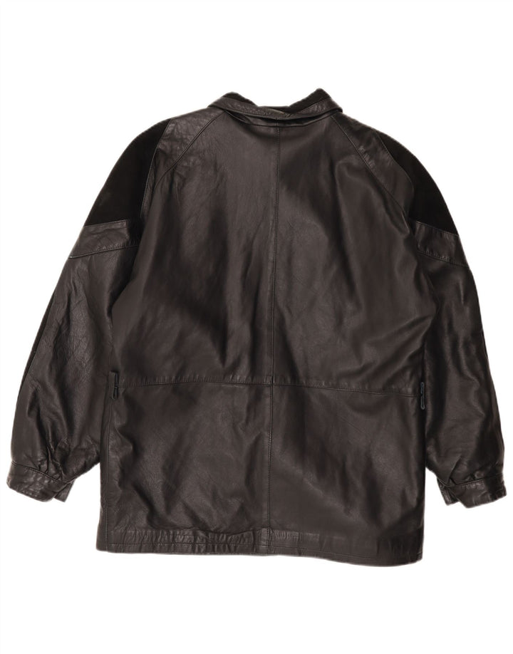 Vintage dame læderjakke EU 44 XL sort læder
