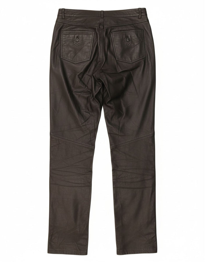 SAKI Womens Slim Leather Trousers EU 38 Medium W30 L34 Black Leather