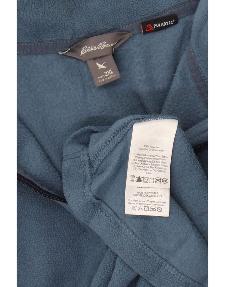 EDDIE BAUER Mens Loose Fit Zip Neck Fleece Jumper 2XL Blue Polyester Vintage Eddie Bauer and Second-Hand Eddie Bauer from Messina Hembry 