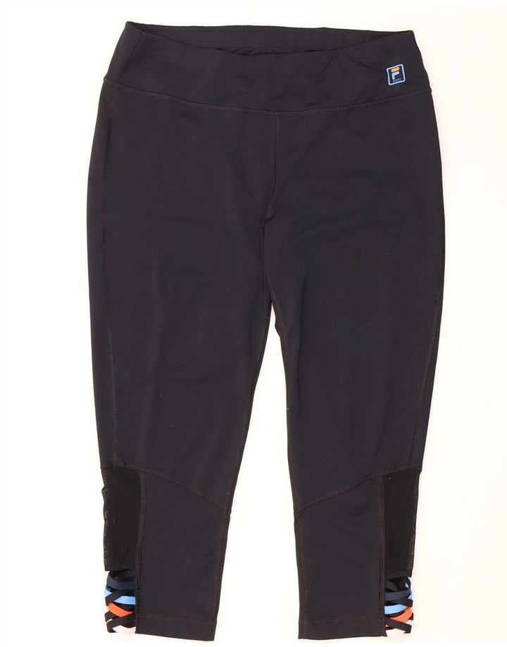 FILA Capri Leggings til kvinder UK 14 Large Navy Blue Colourblock Polyester
