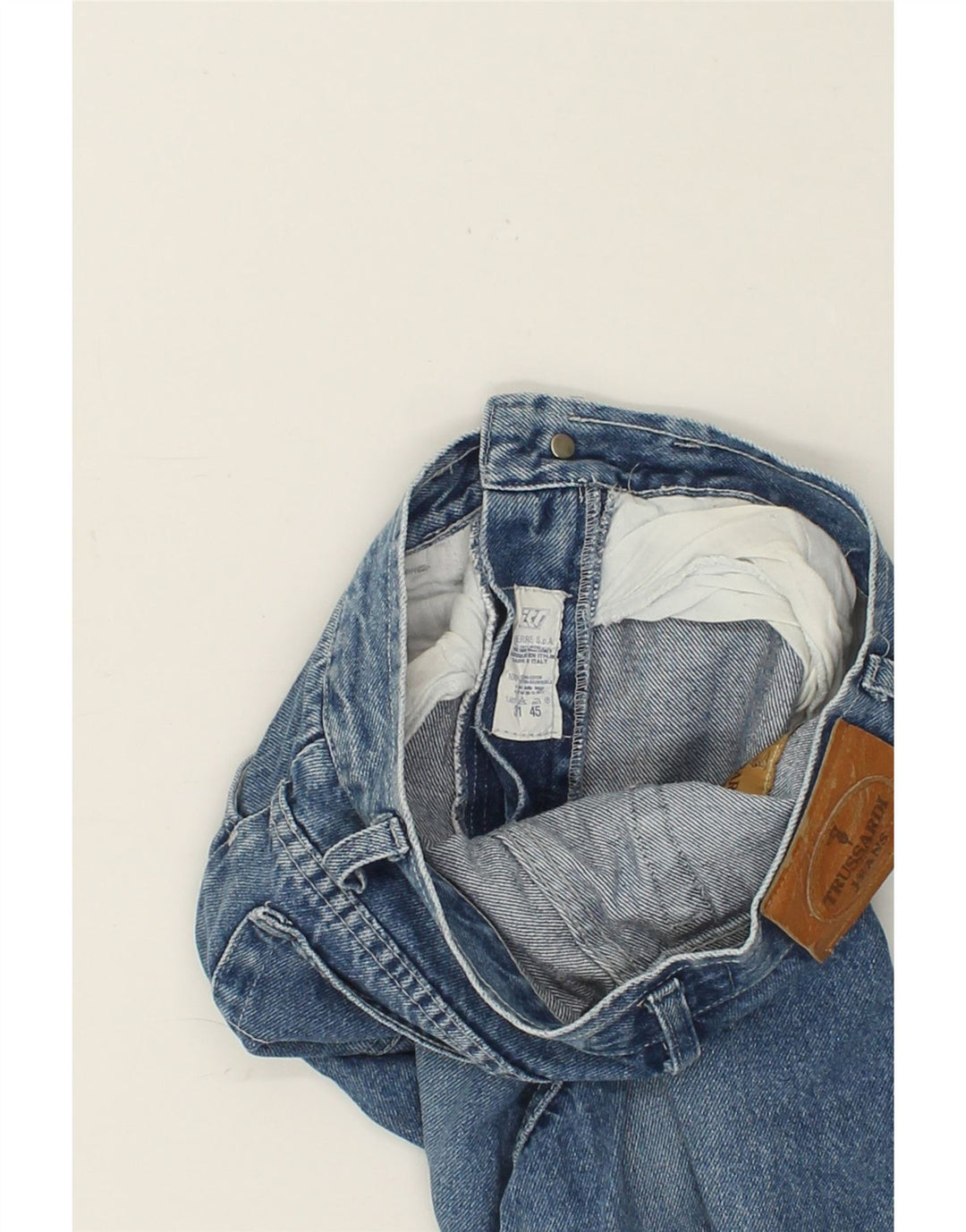 TRUSSARDI Womens Tapered Jeans W31 L27 Blue Cotton Vintage Trussardi and Second-Hand Trussardi from Messina Hembry 