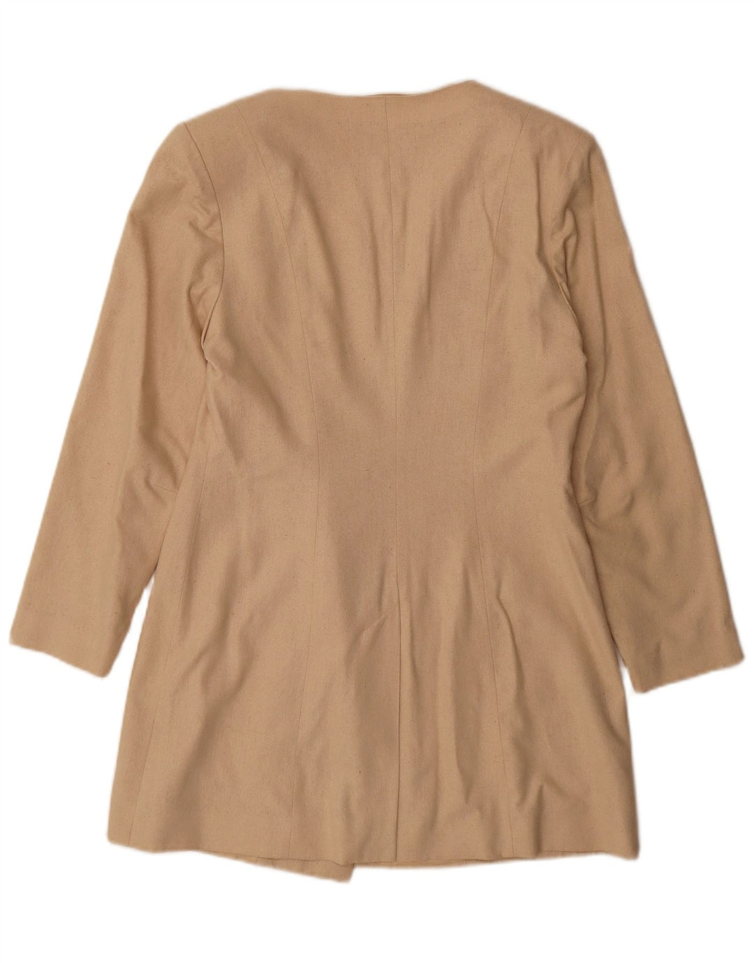 Vintage Dame Longline 1 Knap Blazer Jacket UK 10 Small Beige Silk