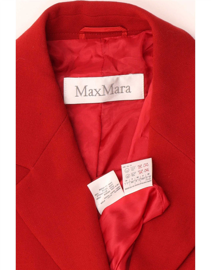Max Mara Dame 3-knaps blazerjakke UK 8 Lille rød uld