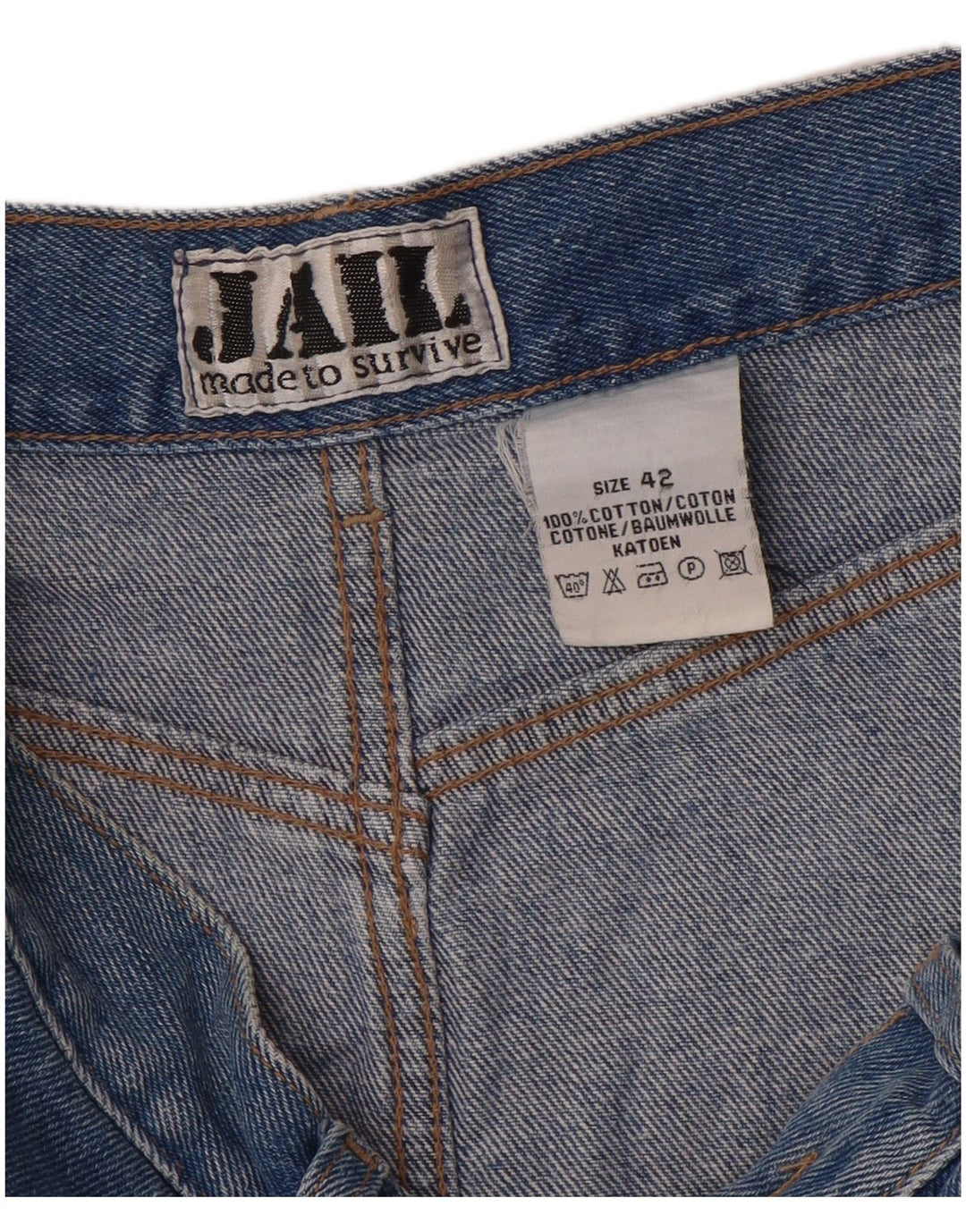VINTAGE Dame Denim Nederdel IT 42 Medium W30 Blå Bomuld