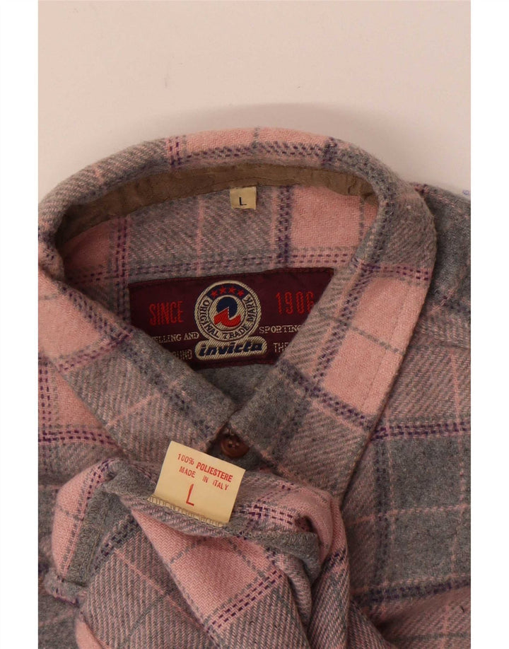 Invicta herre flannel skjorte stor pink ternet polyester