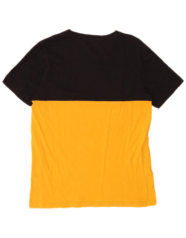 JACK & JONES Herre grafisk T-shirt Top Stor Gul Colourblock Bomuld