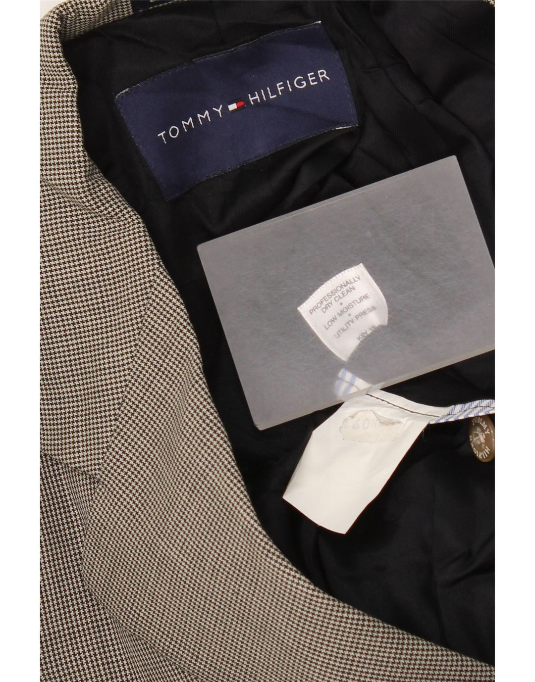 Tommy Hilfiger Herre 3-knaps blazerjakke UK 40 Large Grey Houndstooth
