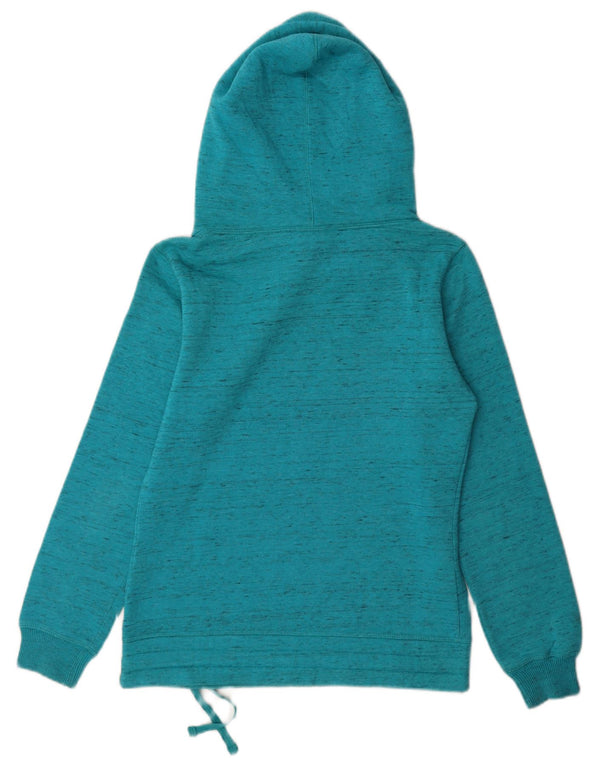 Champion Dame Grafisk Hoodie Jumper UK 10 Small Blue Flecked Bomuld